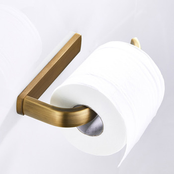 Bathrooms Antique Brass Toilet Paper Holder Brushed Gold Wall Mount Single Roll