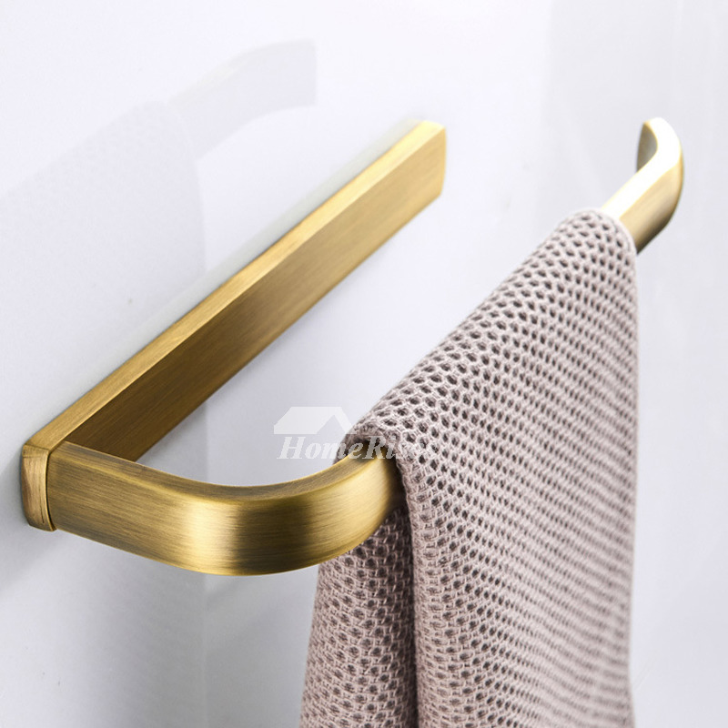 Antique Brass Brushed Towel Rack Gold Bathroom Wall Mount Small Single Bar