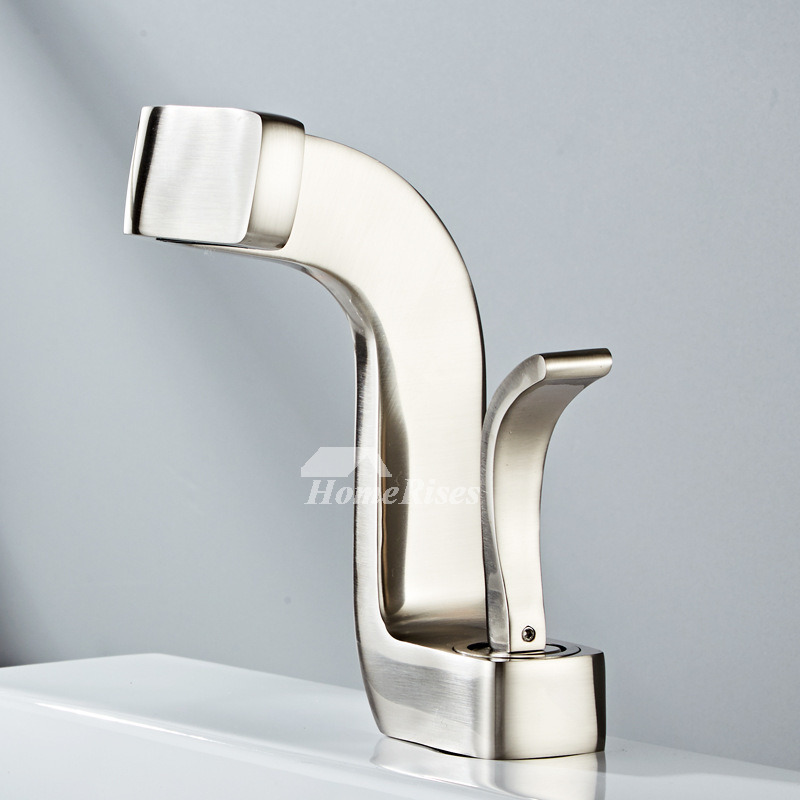 Unique Bathroom Faucets Brushed Nickel/ Chrome Silver Brass One Hole Single  Handle Luxury