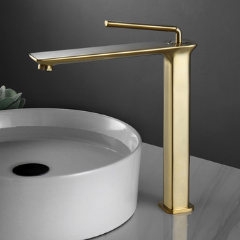Bathroom Brass Tall Vessel Sink Faucet Brushed Gold/ Matte Black/ Chrome Silver Luxury