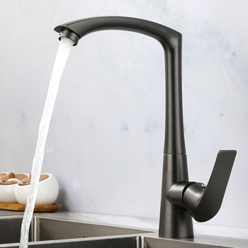 Modern Kitchen Faucets Gunmetal Grey/ Black/ White/ Silver/ Beige Solid Brass Single Handle Rotatable