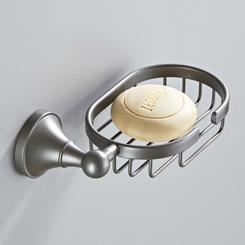 Wall Mount Gunmetal Grey Brass Soap Dish Draining Ceramic Bathroom Simple