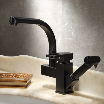Oil Rubbed Bronze/ Polished Gold Brass With Sprayer Luxury Kitchen Faucets Pull Out Spray 