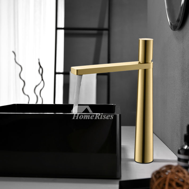 Tall Vessel Sink Faucet Modern Brushed Gold/ Rose Gold/ Matte Black ...