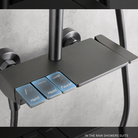 Gunmetal Grey Brass Bathroom Shower Faucet Set