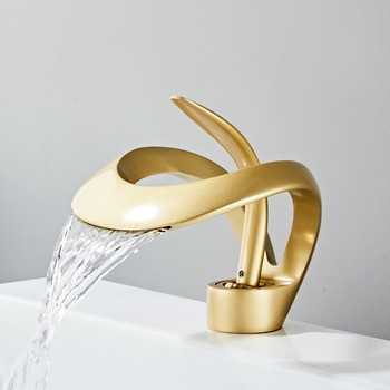 Single Hole Brass Gold/ Gunmetal Grey/ Black Bathroom Sink Faucets Luxury Designer