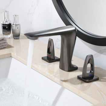 Modern Bathroom Faucets 3 Hole Widespread Gunmetal Grey/ Brushed Gold/ Matte Black/ Chrome Silver Luxury