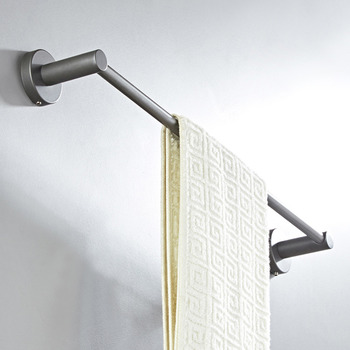 Brass Single/ Double Towel Racks For Bathrooms Gunmetal Grey Wall Mount Bar Shelf
