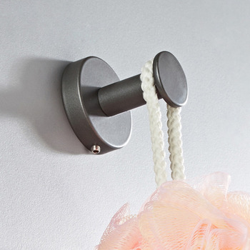 Gunmetal Grey Brass Modern Wall Mount Kitchen Round Small Washroom Towel Hook