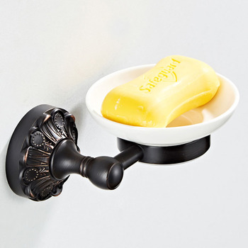 Wall Mounted Brass Shower Soap Dish White Ceramic Bathroom Oil Rubbed Bronze