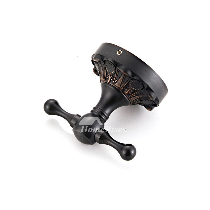 Bathroom Double Robe Hook Oil Rubbed Bronze Carved Design Coat