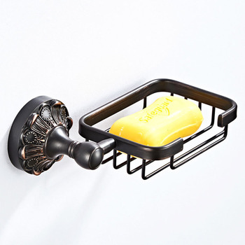 Shower Draining Brass Soap Dish Wall Mounted Oil Rubbed Bronze Bathroom Modern Black 