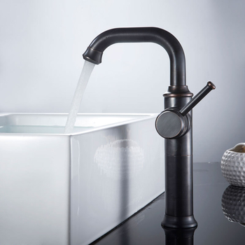 Brass Bathroom Faucets For Vessel Sinks Oil Rubbed Bronze Black Rotatable One Hole