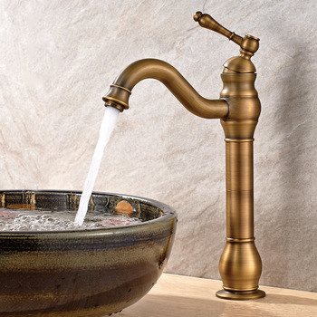 Single Hole Vessel Faucet Modern Tall Bathroom Antique Brass/ Oil Rubbed Bronze