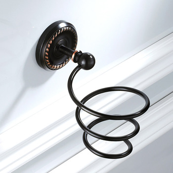 Black Brass Hair Dryer Holder Wall Mount Oil Rubbed Bronze Bathroom Dressing Table