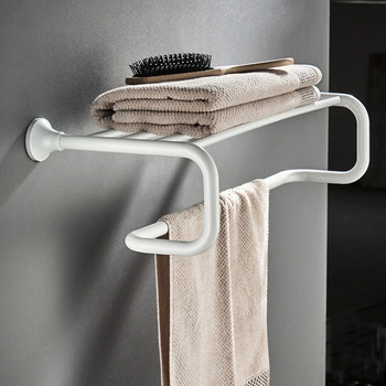24 Inch Wall Mount Towel Rack Brass Bathroom Bar Shelf White Modern