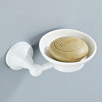 Brass Soap Dish Wall Mounted White Luxury Shower Ceramic Round/ Oval