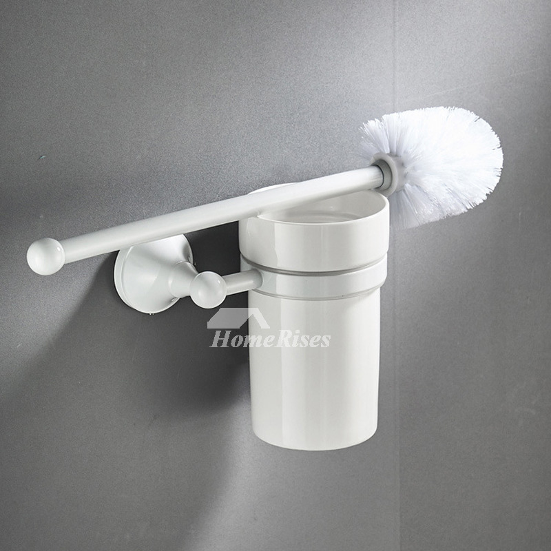 Modern Toilet Brush and Holder, White