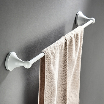 White Single/ Double Bar Brass Bathroom Towel Racks Wall Mount