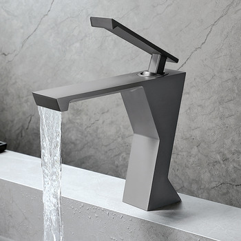Single Handle Waterfall Bathroom Faucet Brass Gunmetal Grey/ White/ Matte Black/ Gold/ Chrome Silver