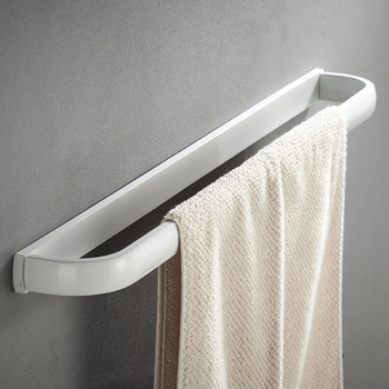 Brass Single Bar Towel Racks For Bathrooms White Wall Mount Simple 22 Inch Modern