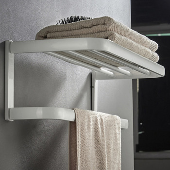 White Towel Rack Brass Wall Mounted Shelf Designer Luxury Bathroom Modern