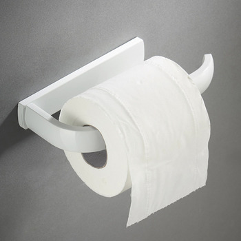 Bathrooms White Brass Toilet Paper Holder Wall Mount Single Roll