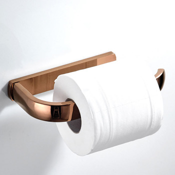 Bathrooms Rose Gold Brass Toilet Paper Holder Wall Mount Single Roll Modern