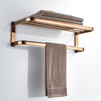 22Inch Towel Rack Brass Wall Mounted Rose Gold Luxury Bathroom Modern