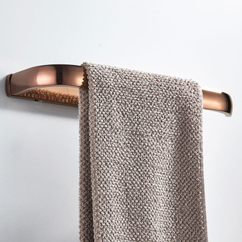 Polished Rose Gold Modern Brass Wall Mount Towel Rings For Bathrooms Towel Bar
