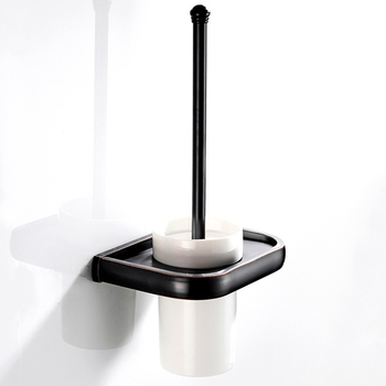 Wall Mounted Toilet Brush Holder Oil Rubbed Bronze Modern Brass Bathroom Ceramic Black