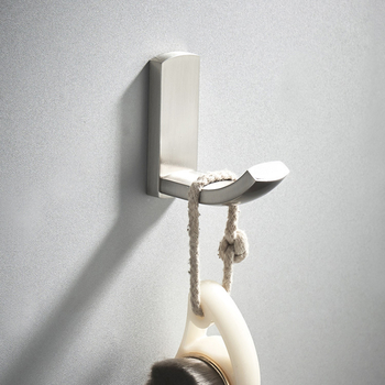 Silver Bathroom Robe Hook Solid Brass Brushed Nickel Kitchen Luxury Towel Hook Small