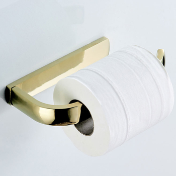 Gold Bathrooms Polished Brass Toilet Paper Holder Modern Wall Mount Small Single Roll 