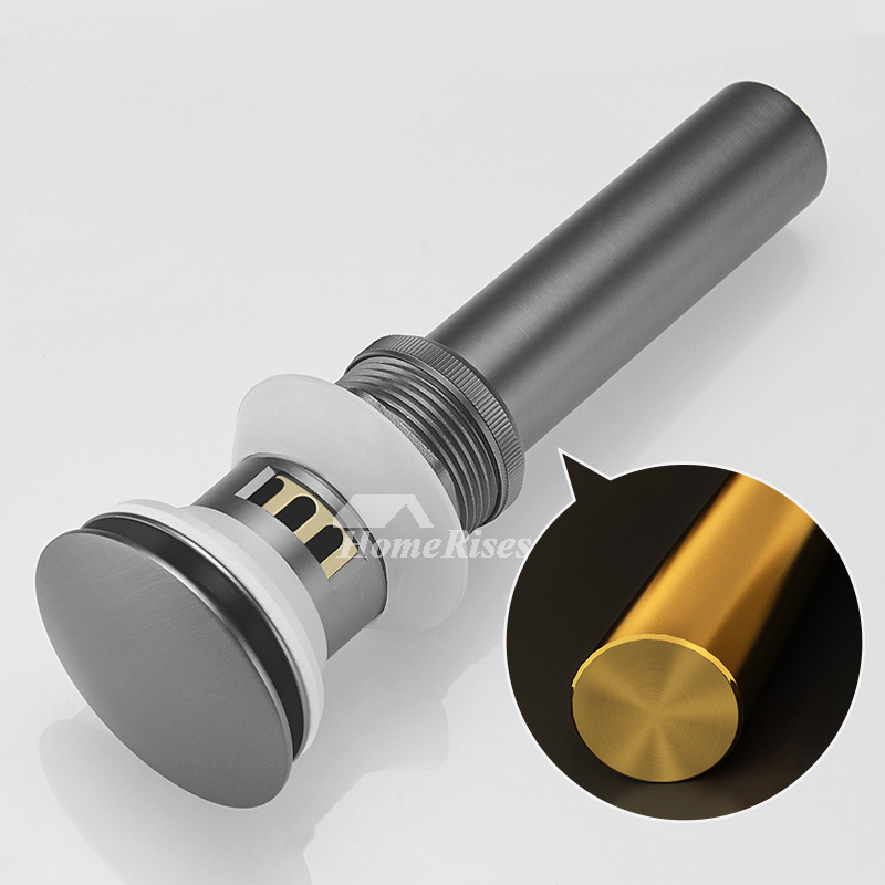 Gunmetal Grey Bathroom Sink Drain Pop-up Overflow Hole Brass Lavatory Vanity  Stopper with Detachable Anti