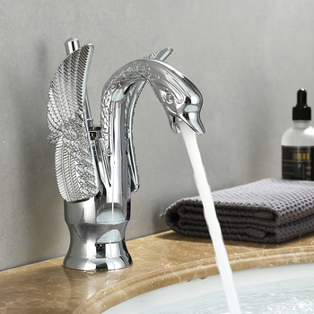 Modern Chrome Swan Brass Bathroom Faucet One Hole Solid Carved Oil Rubbed Bronze Vanity Sink Faucet