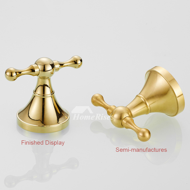 Polished Brass Coat Hooks Bathroom Luxury Gold Wall Mount Double Robe Hook