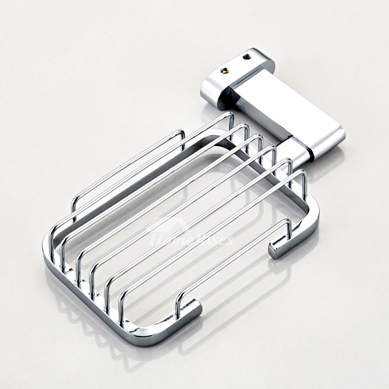 Luxury Shower Soap Dish Chrome Silver Wall Mounted Bathroom Square Draining