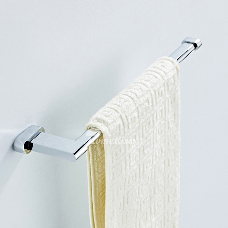 Bathroom Chrome Silver Towel Rack Brass Wall Mount Modern Single Towel