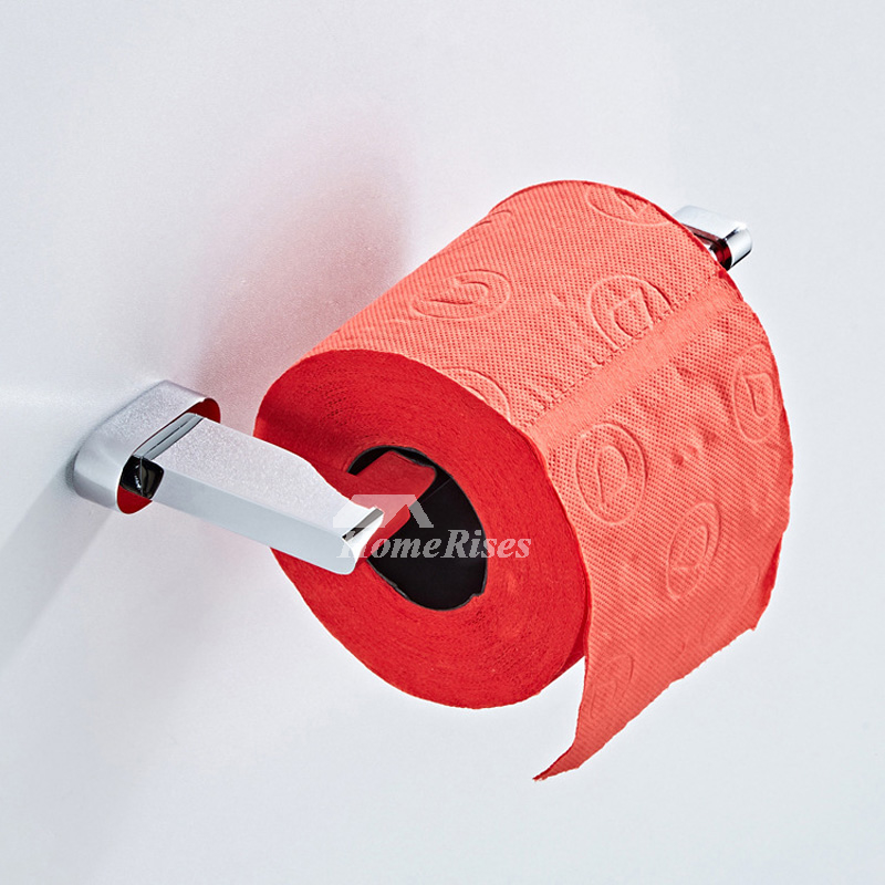 Brass Toilet Paper Holder Chrome Wall Mounted Bathroom Modern Small Silver