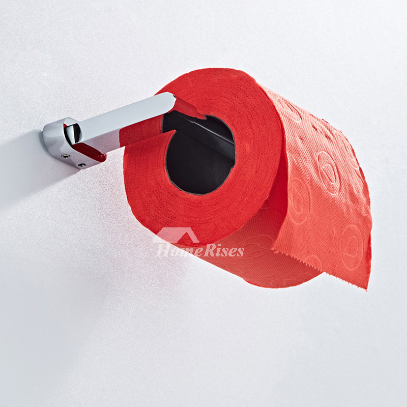 Brass Toilet Paper Holder Chrome Wall Mounted Bathroom Modern Small Silver