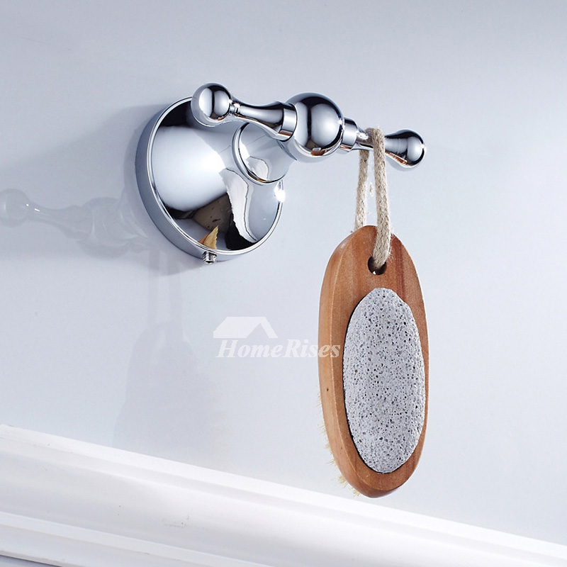 Brass Coat Hooks Bathroom Luxury Silver Wall Mount Double Robe