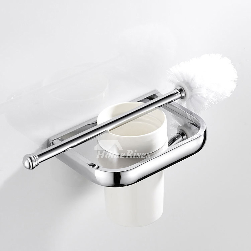 Wall Mounted Toilet Brush Holder Silver Modern Brass Bathroom Ceramic Polished Chrome Wall Mounted Toilet Brush Holder Silver Modern Brass Bathroom Ceramic Polished Chrome