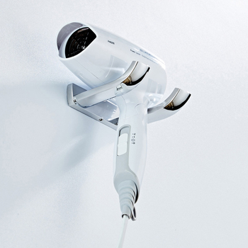 Bathroom Double Hooks Silver Brass Hair Dryer Holder Wall Mount Coat Hook Polished Chrome