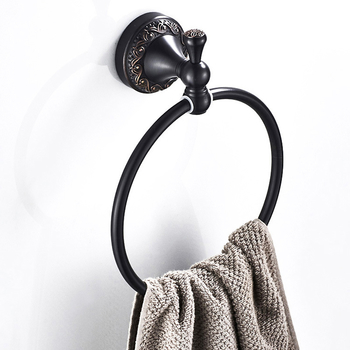Brass Towel Ring Decorative Bathroom Round Rustic Black Wall Mounted Oil Rubbed Bronze