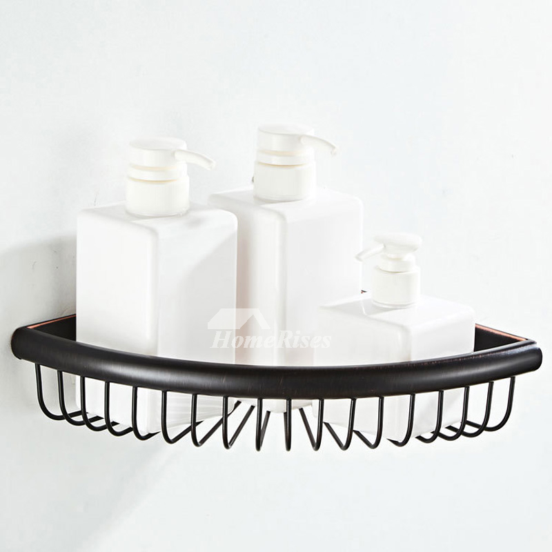 Corner Gold / Black Brass Triangle Wall Mounted Shower Caddy Basket