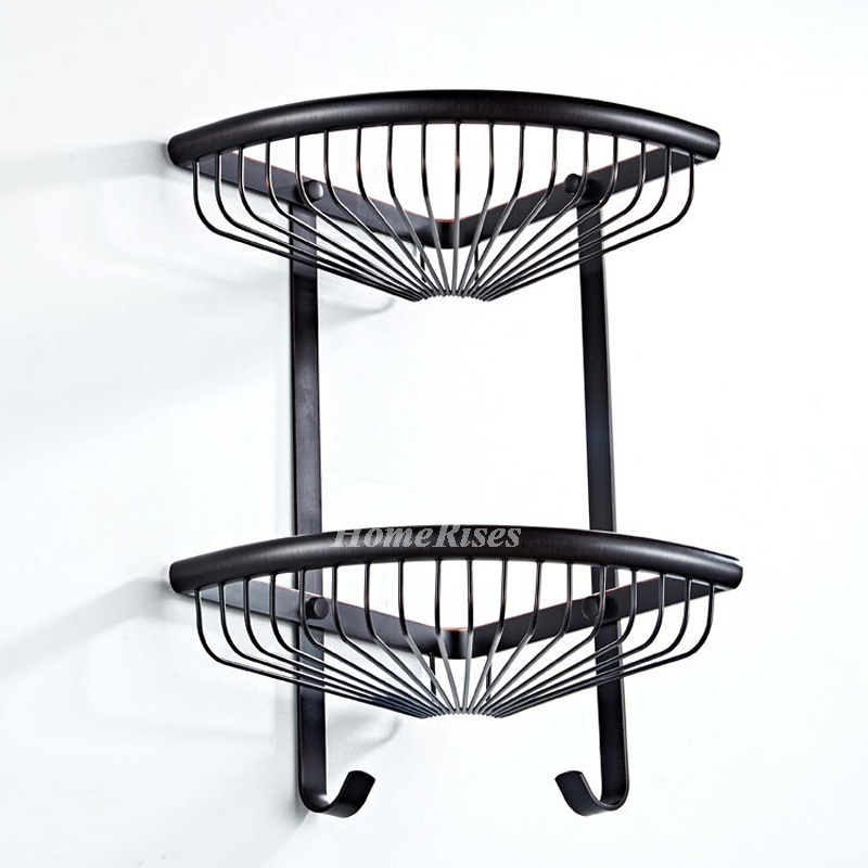 Black Bathroom Shelf 36cm Length Wall Shelves Shower Basket