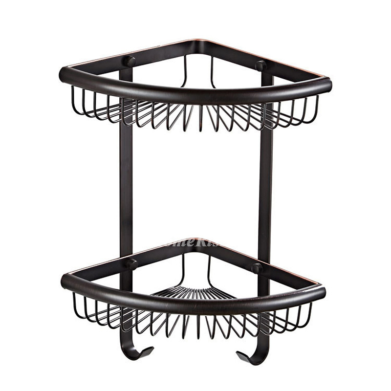 Luxury Bathroom Shelves Aluminum 2 Tiers Corner Shelf Shower Caddy