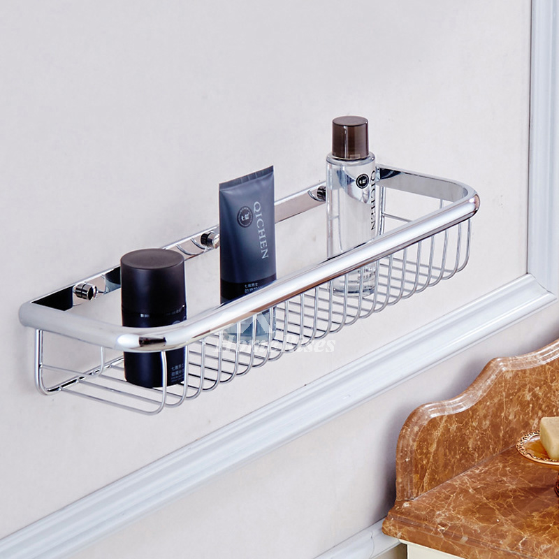 Polished Chrome Wall Mounted Shower Caddy Basket Bathroom