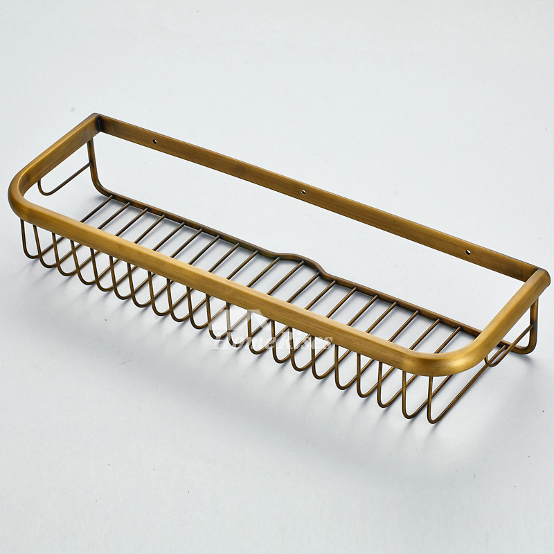 Antique Brass Tone Metal Wire Bathroom Shower Caddy Wall Mounted Stora –  MyGift