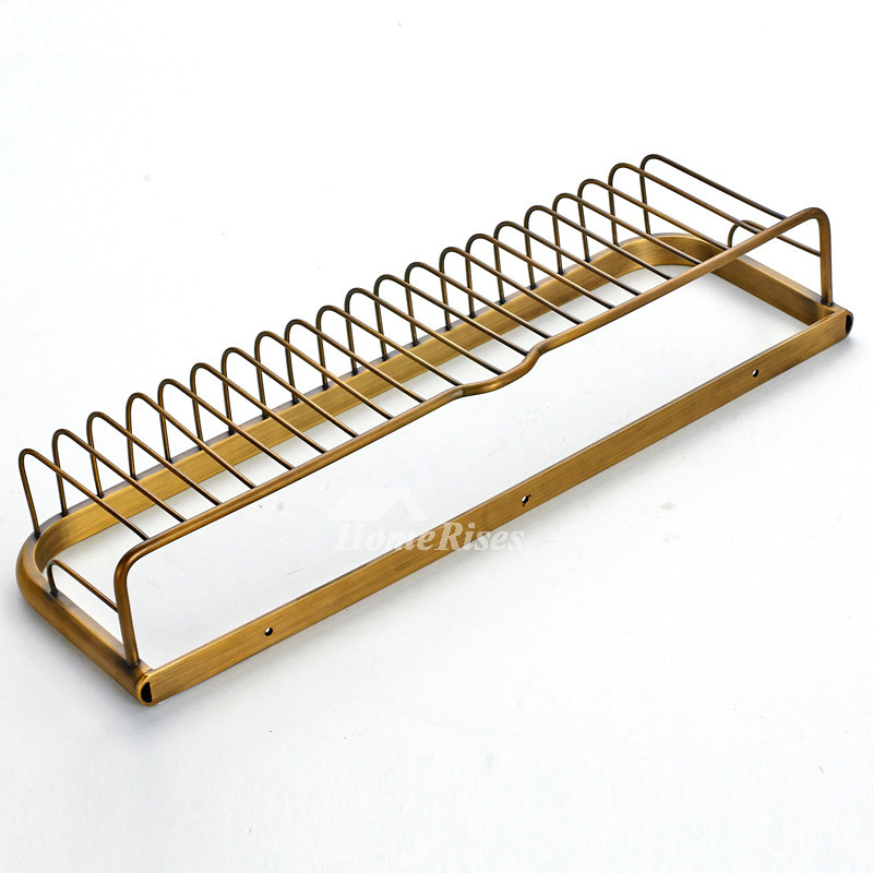 Antique Gold Fine Brass Bathroom Shelf Double Shower Caddy Basket